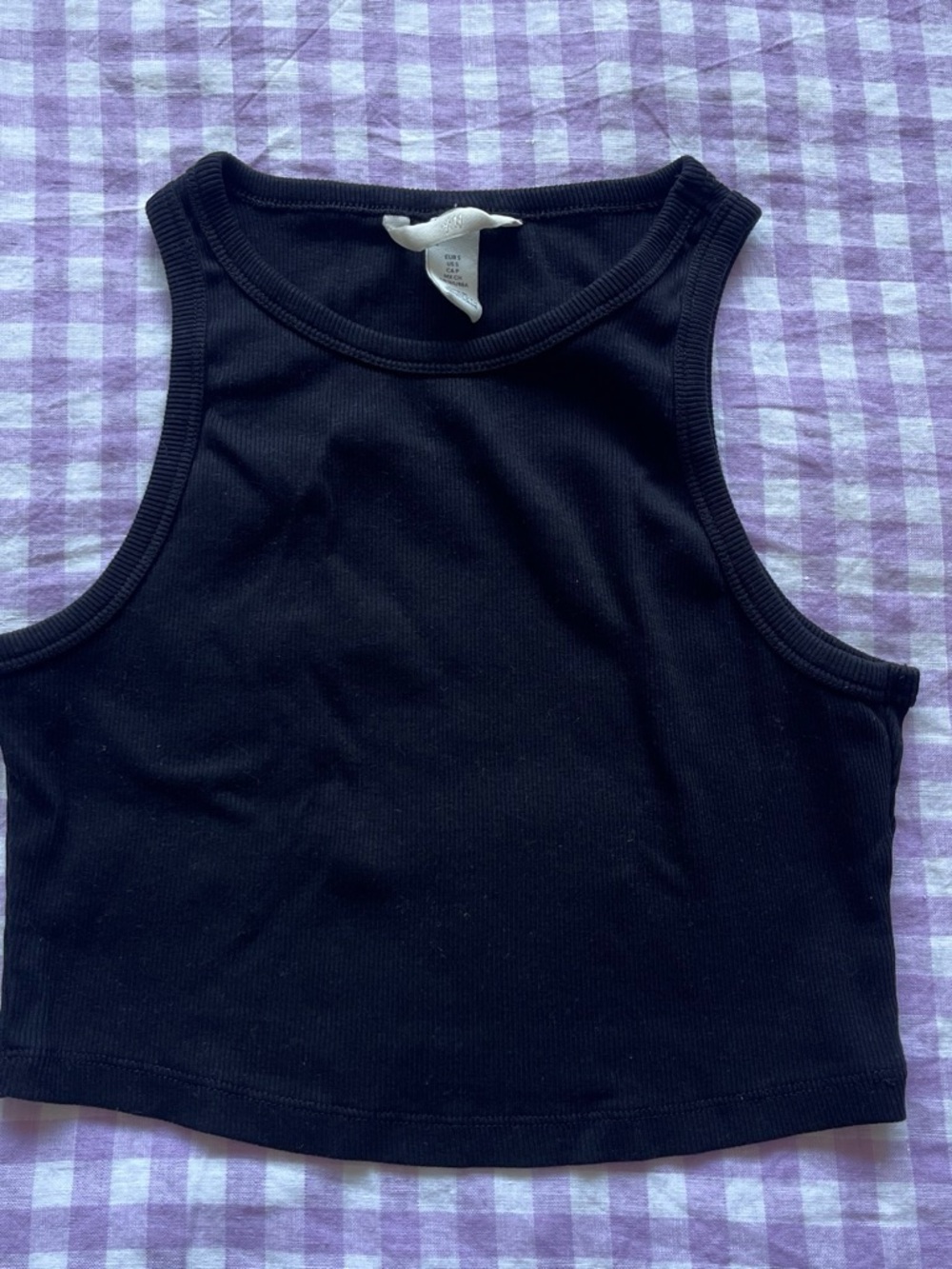 H&M Black Ribbed Crop Tank Top